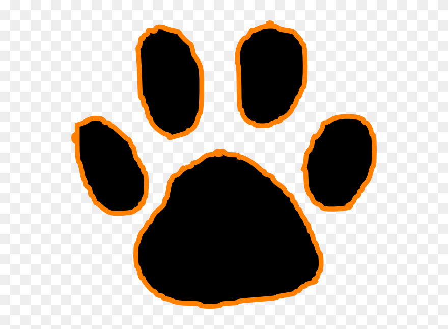 Black Tiger Paw Print - Orange And Black Paw Print Clipart