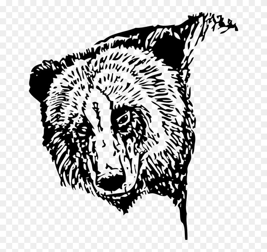 Grizzly Bear Clipart Gray Bear - Transparent Bear Head Silhouette - Png Download