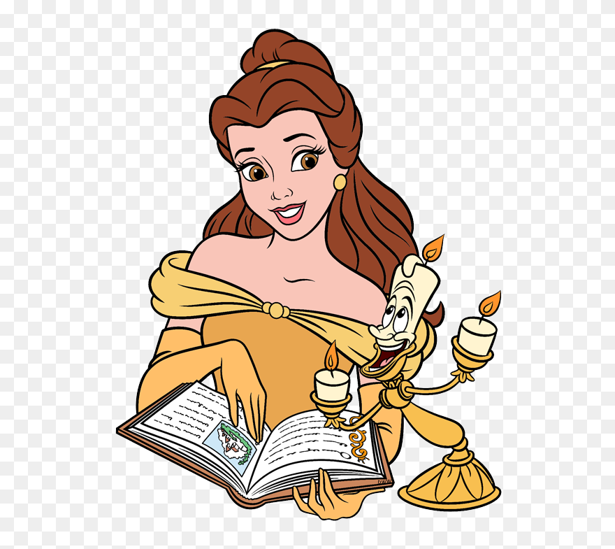 Beauty And The Beast Group Clip Art - Beauty And The Beast Belle Reading Book - Png Download