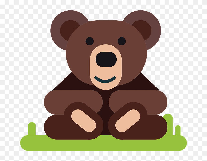Bear Sitting On The Grass Clipart - Drawing - Png Download