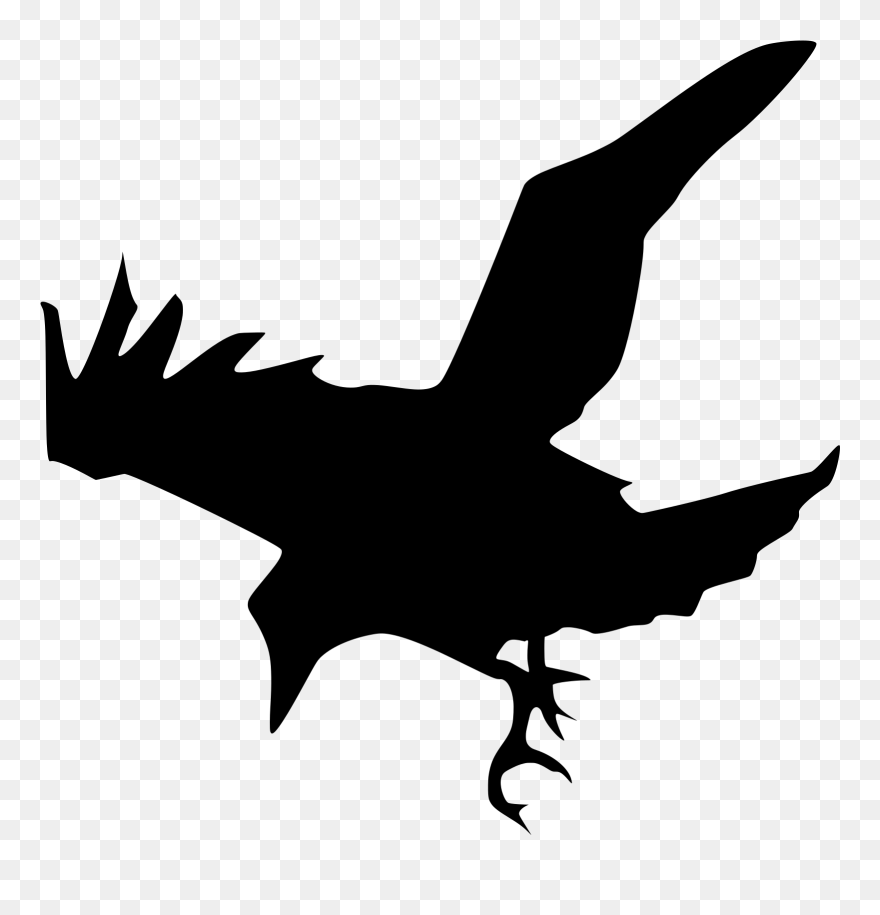 Crow Flying Down Vector Illustration - Raven Silhouette Clipart
