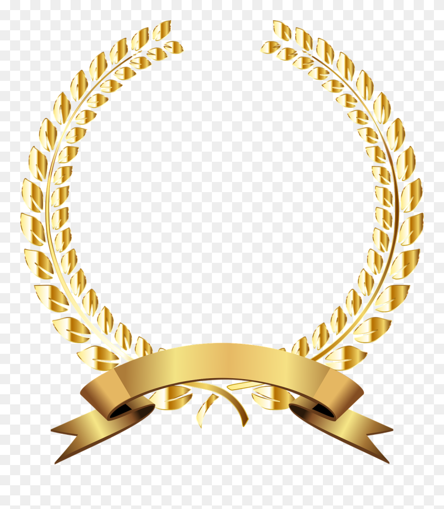 Transparent Wreath Border Clipart - Transparent Background Golden Wreath Png