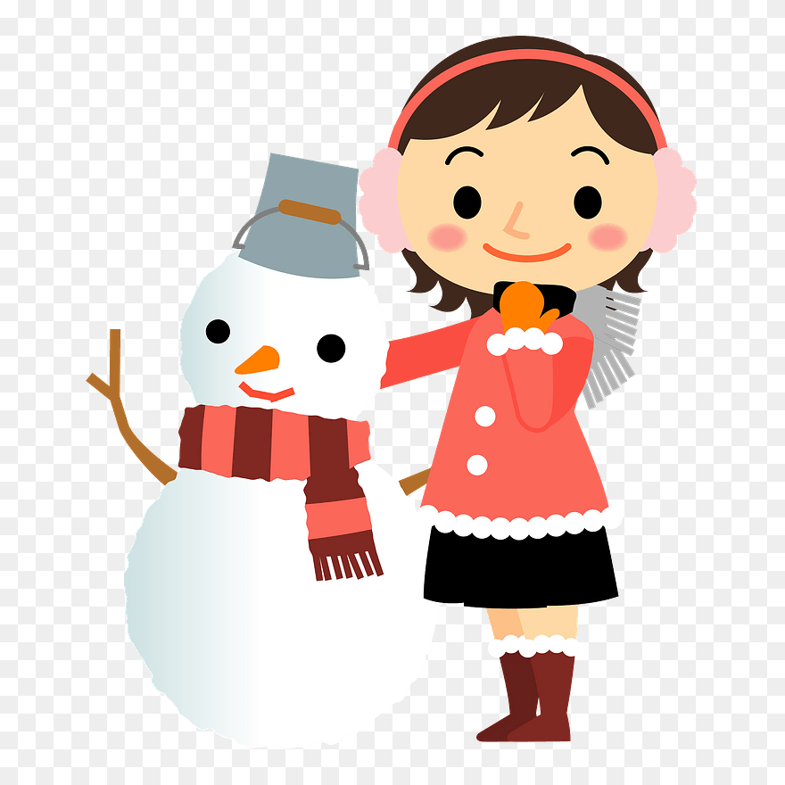 Girl Snowman Clipart - Cartoon - Png Download