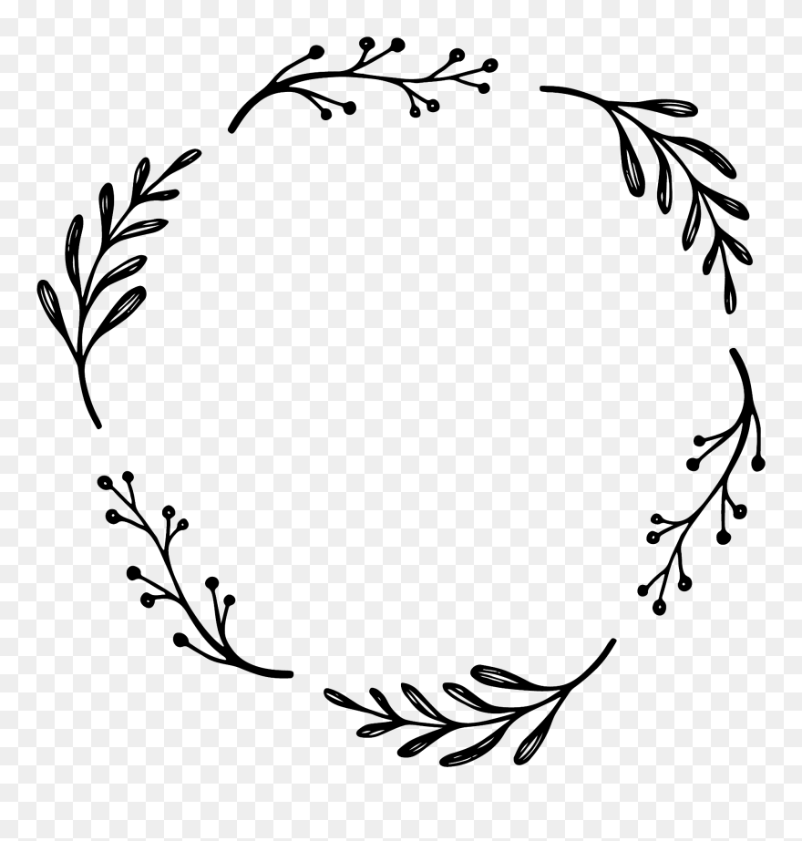 ##laurel #wreath #handdrawn #round #circle #monogram - Hand Drawn Laurel Png Clipart