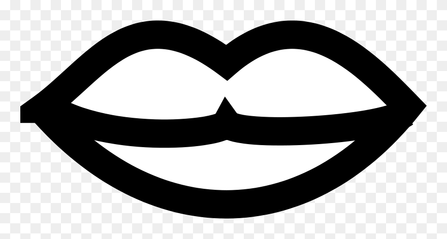 Clip Lip Outline Lips Black And White- - Mouth Clipart Png Black And White Transparent Png
