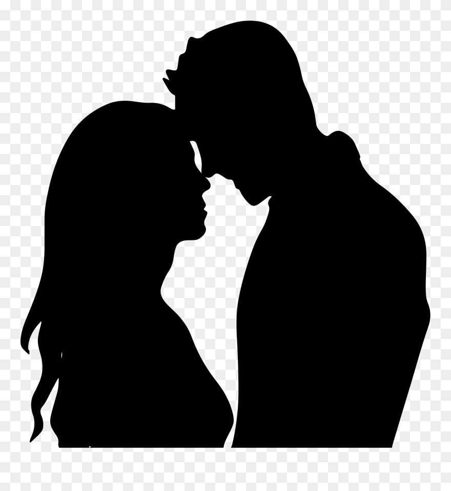 The Kiss Silhouette Couple Drawing Clip Art - Silhouette Couple - Png Download