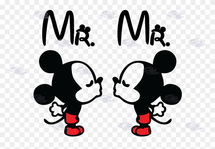 Transparent Kiss Clip Art - Drawing Mickey And Minnie Mouse - Png Download