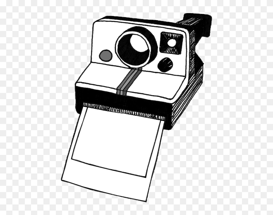 Polaroid Camera Clip Art Black And White - Png Download