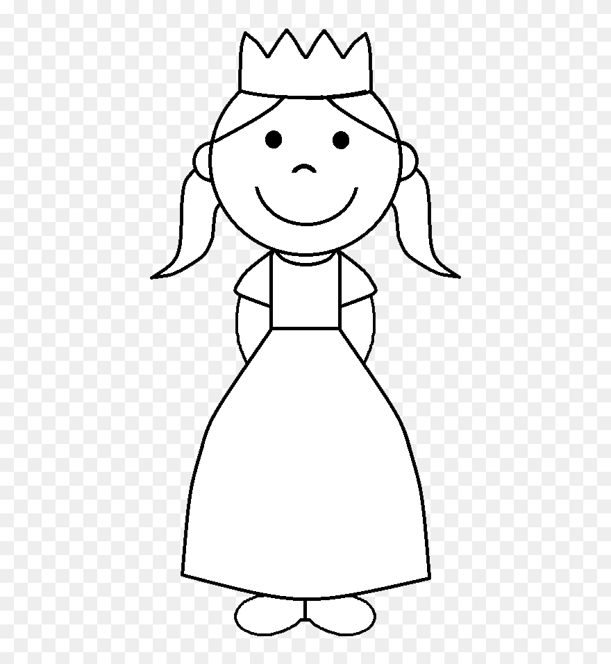 Black Princess Crown Clip Art Black And White Angel - Coloring Pages For Small Girls - Png Download
