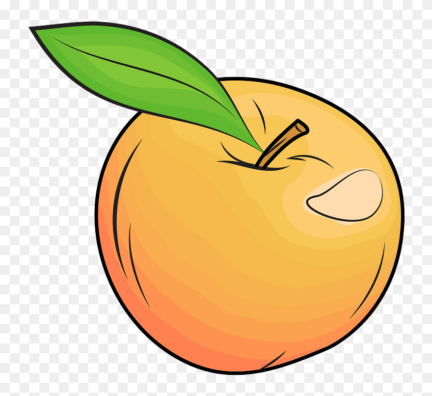 Yellow Apple With Leaf Clipart - Png Download