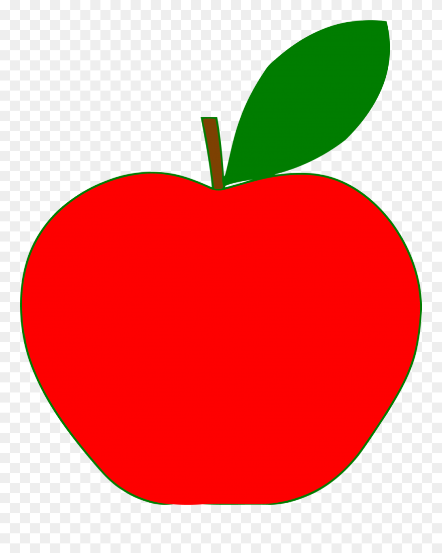 Green Outline Red Apple Clipart Png - Apple Fruit Clipart Transparent Png