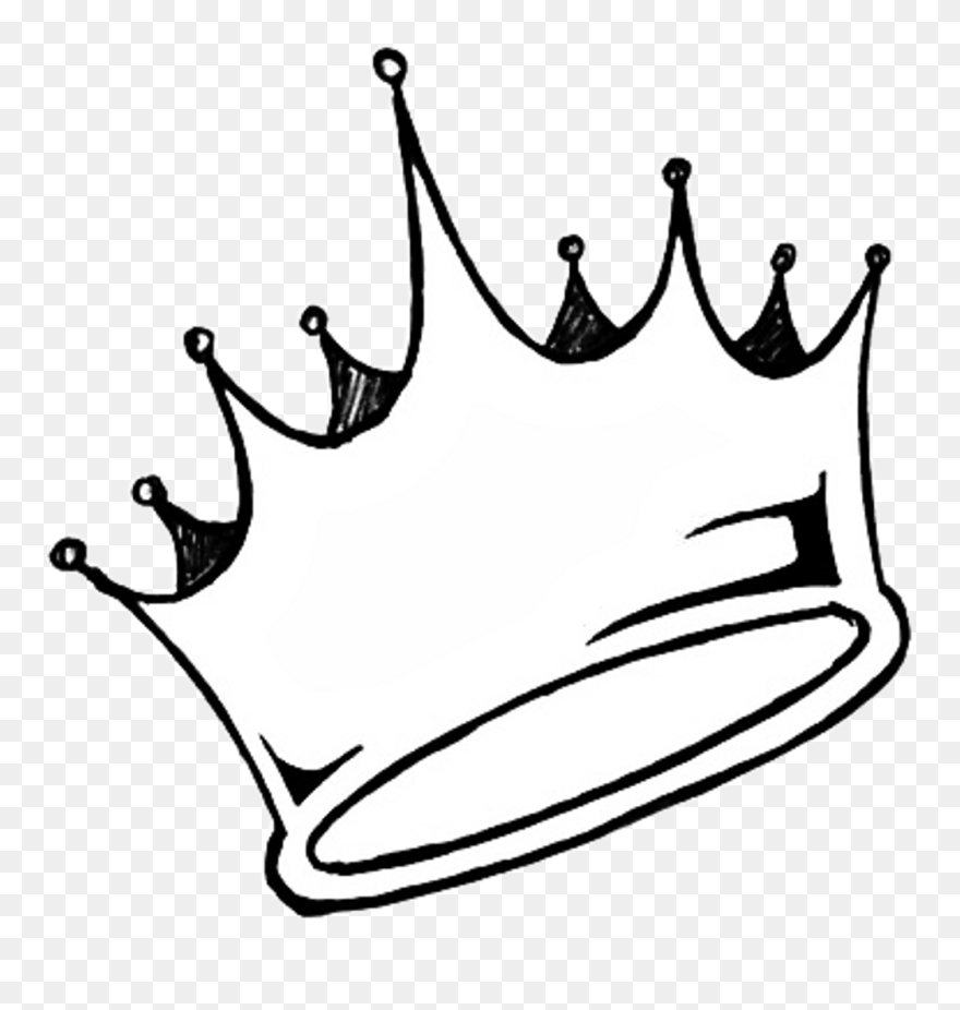 Transparent Crown Tumblr Sticker Aesthetic White Queen - King Crown Clipart Black And White - Png Download