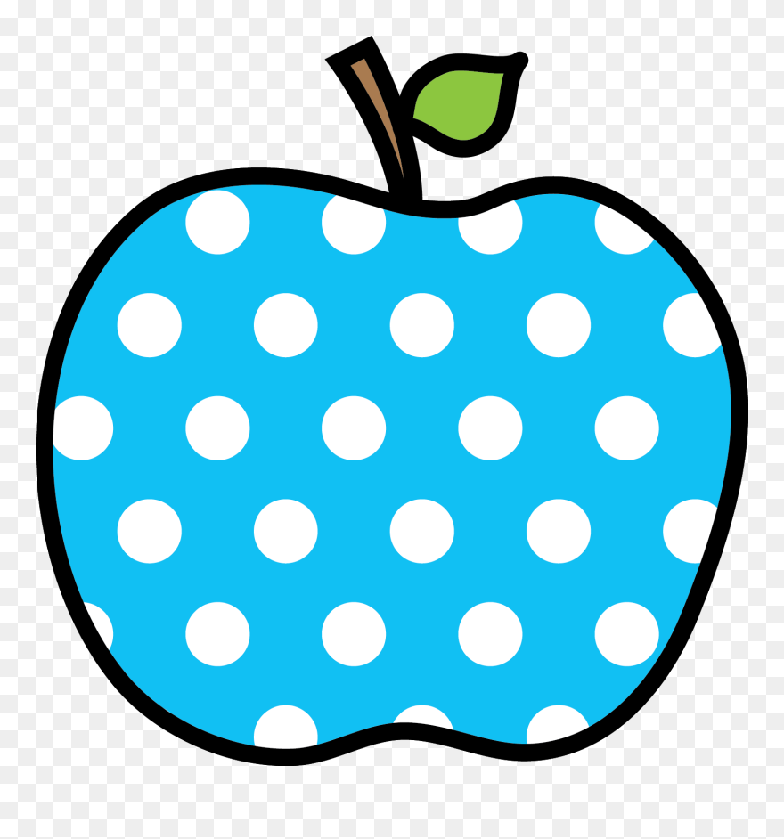 Teal Clipart Apple - Polka Dot Apple Clipart - Png Download