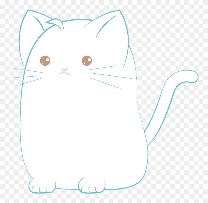 Cartoon White Cat Clipart - Domestic Short-haired Cat - Png Download