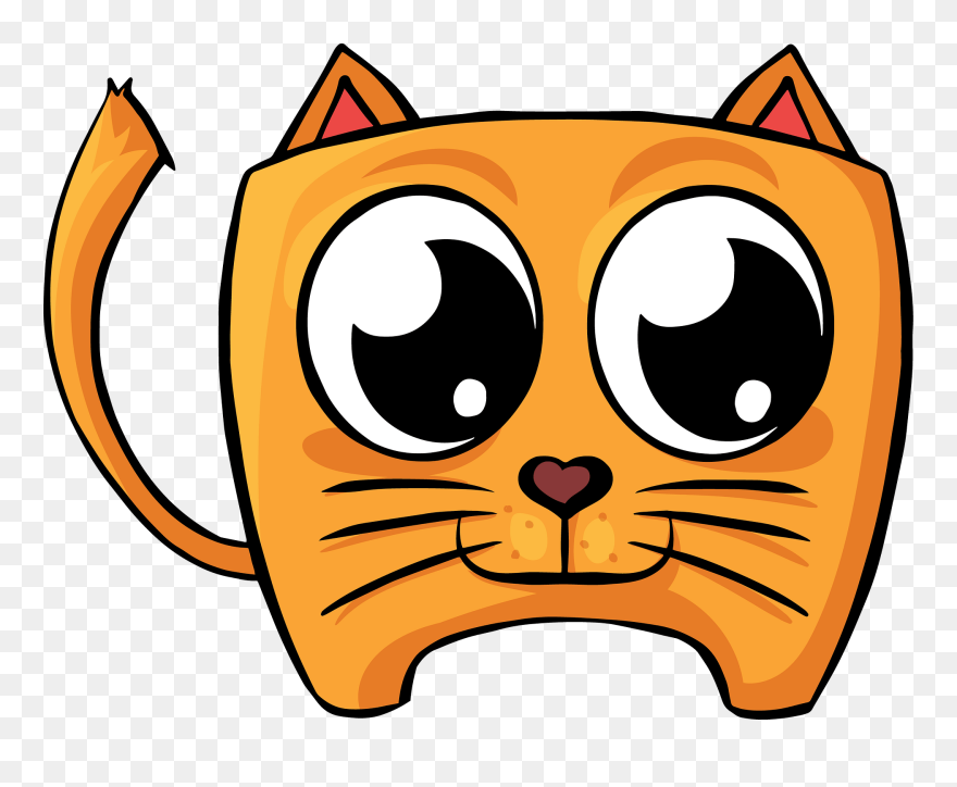 Cartoon Ginger Cat Clipart - Animales Grandes Y Pequeños Dibujo - Png Download