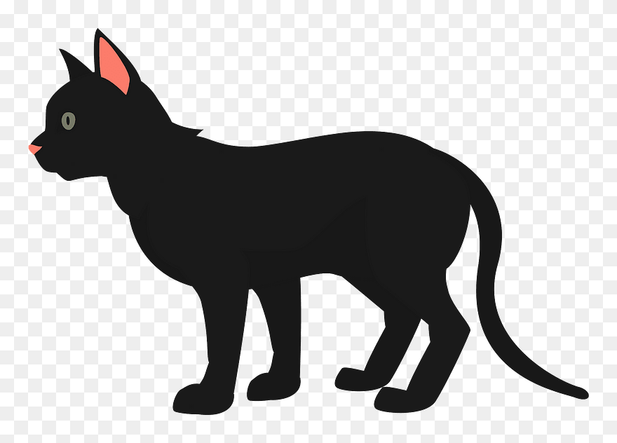 Black Cat Clipart - 猫 イラスト 横 簡単 - Png Download