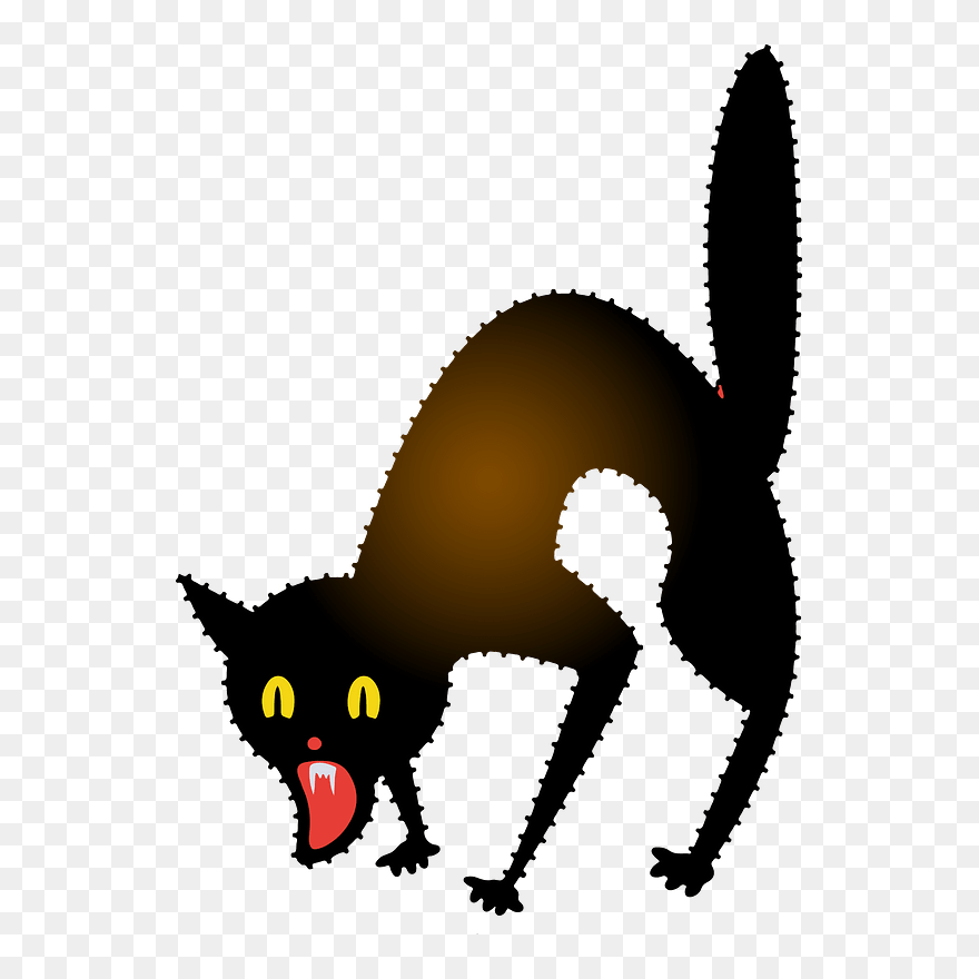 Frightening Black Cat Clipart - Cartoon - Png Download