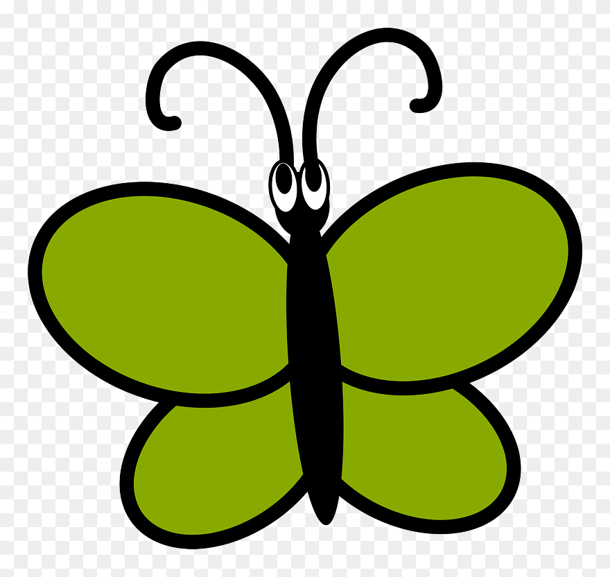 Green Cartoon Butterfly Clipart - Png Download