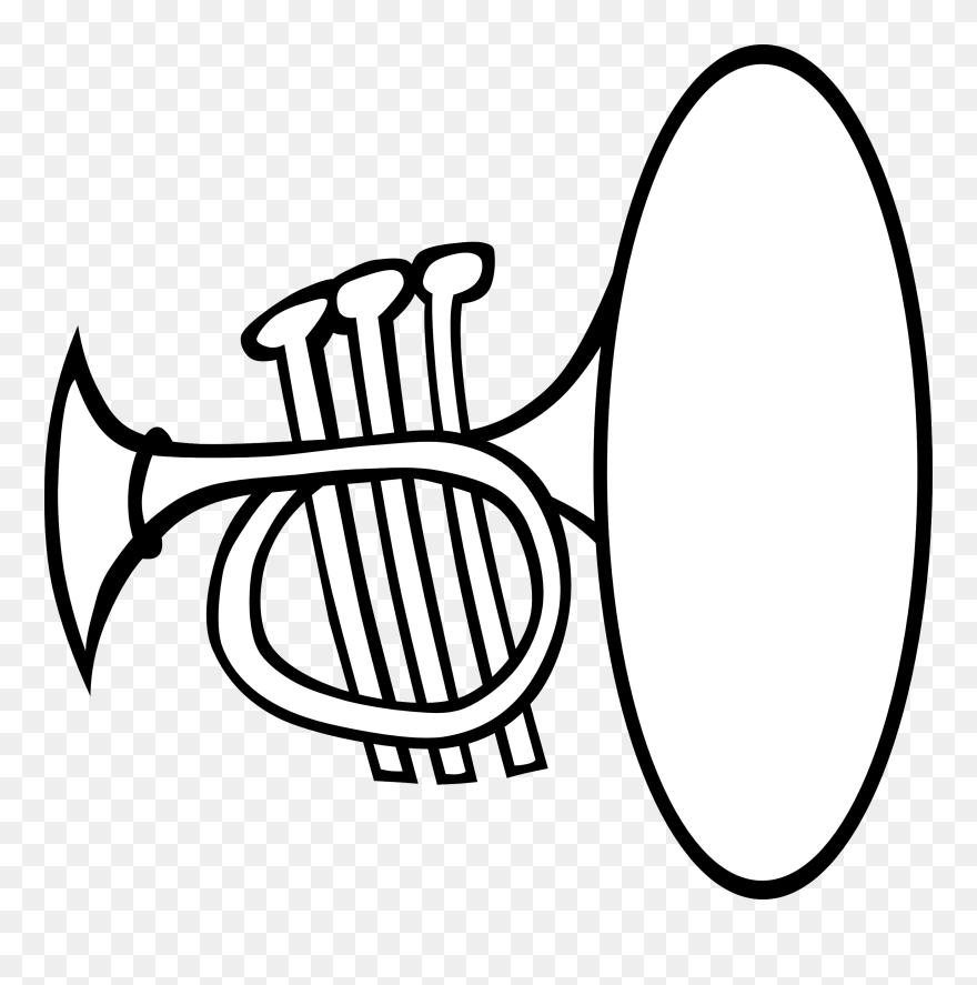 Trumpet Music Notes Clipart Black And White Png Jpg - Trumpet Clip Art Transparent Png