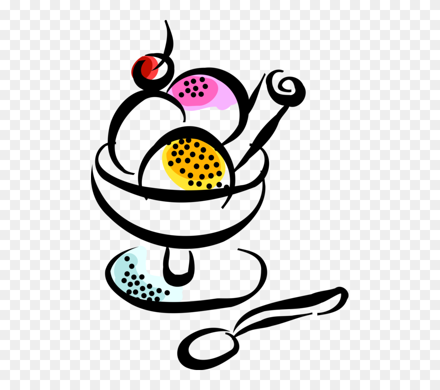 Vector Illustration Of Bowl Of Dessert Ice Cream Gelato - Clip Art - Png Download