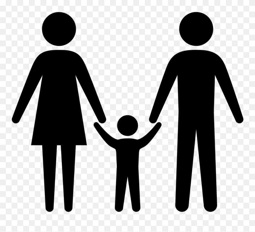 Family Silhouette Holding Hands Clip Art - Silhouette Family Clipart - Png Download