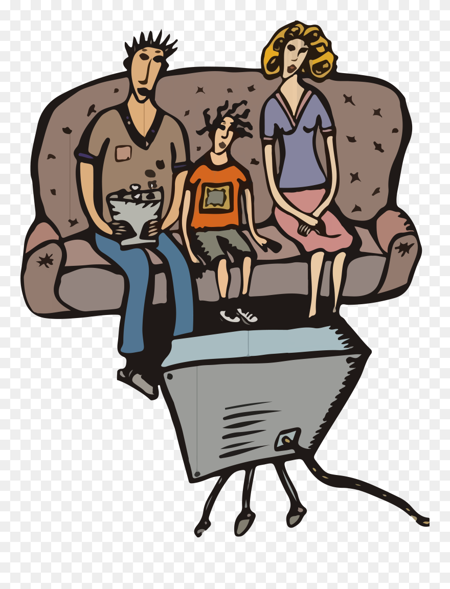 Download Hd Png Royalty Free Library Family Watching - Family Watching Tv Together Clipart