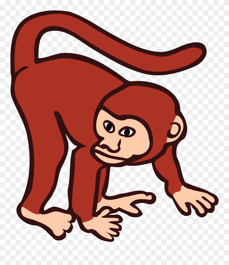 Free Clipart Of A Monkey - Monkey Cartoon Black And White - Png Download