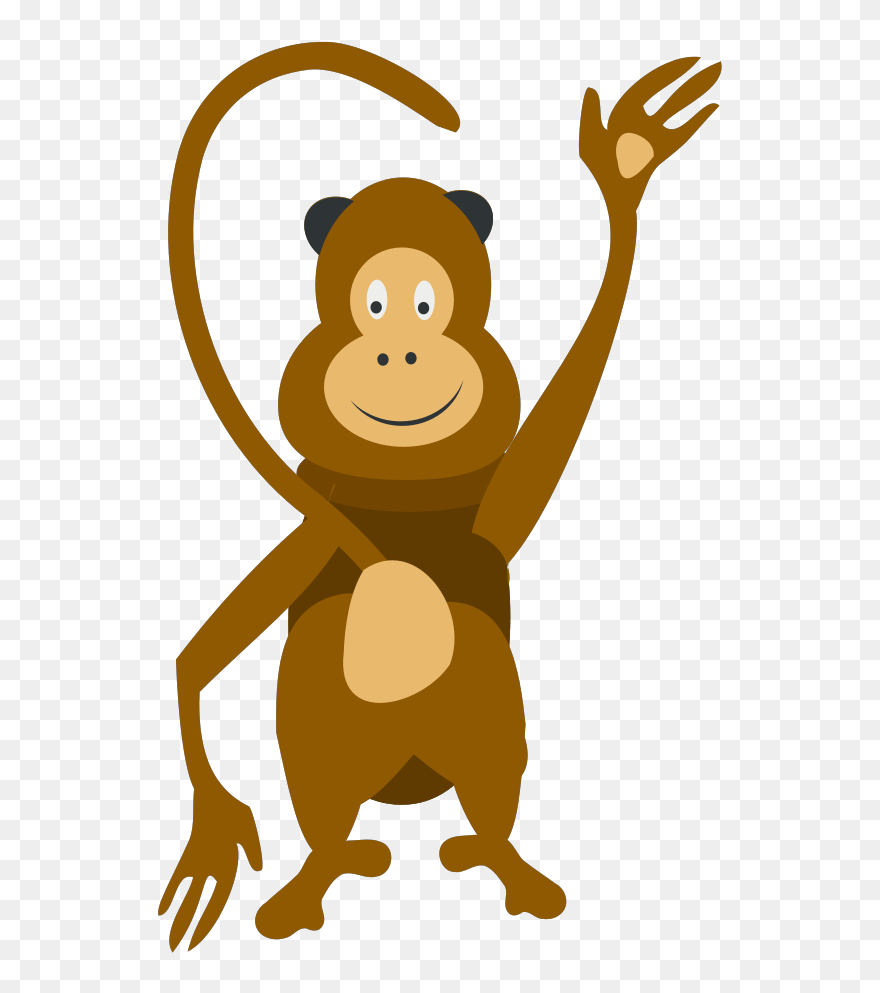 Monkey Waving Svg Clip Arts - Monkey Clip Art - Png Download