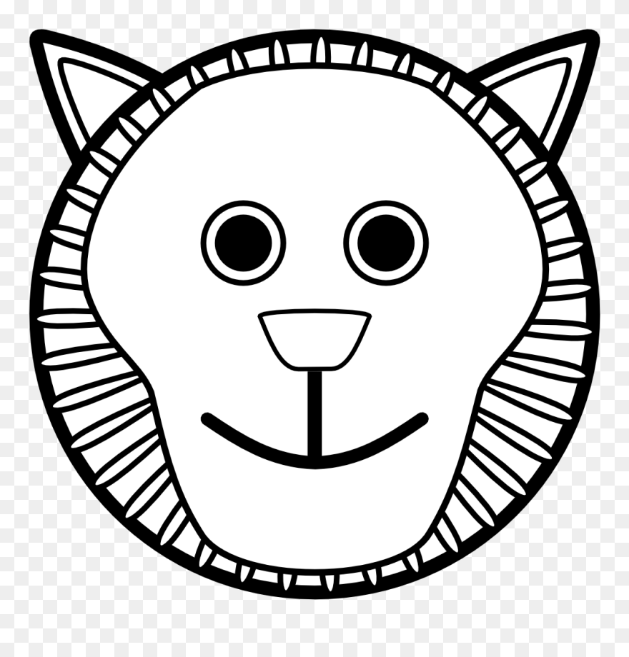 Lion - Clipart - Black - And - White - Lion Face Clip Art - Png Download