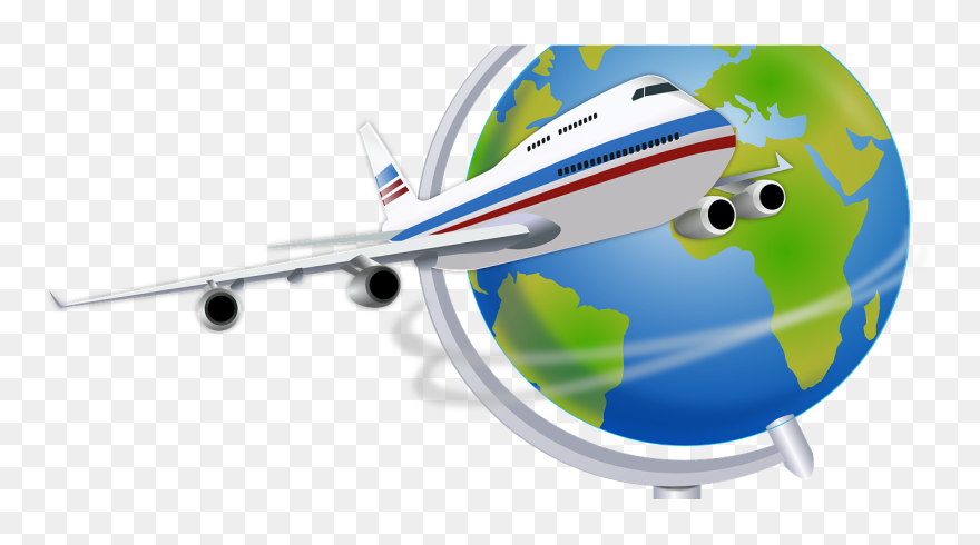 Transparent Jostle Clipart - Plane Circling The Globe - Png Download
