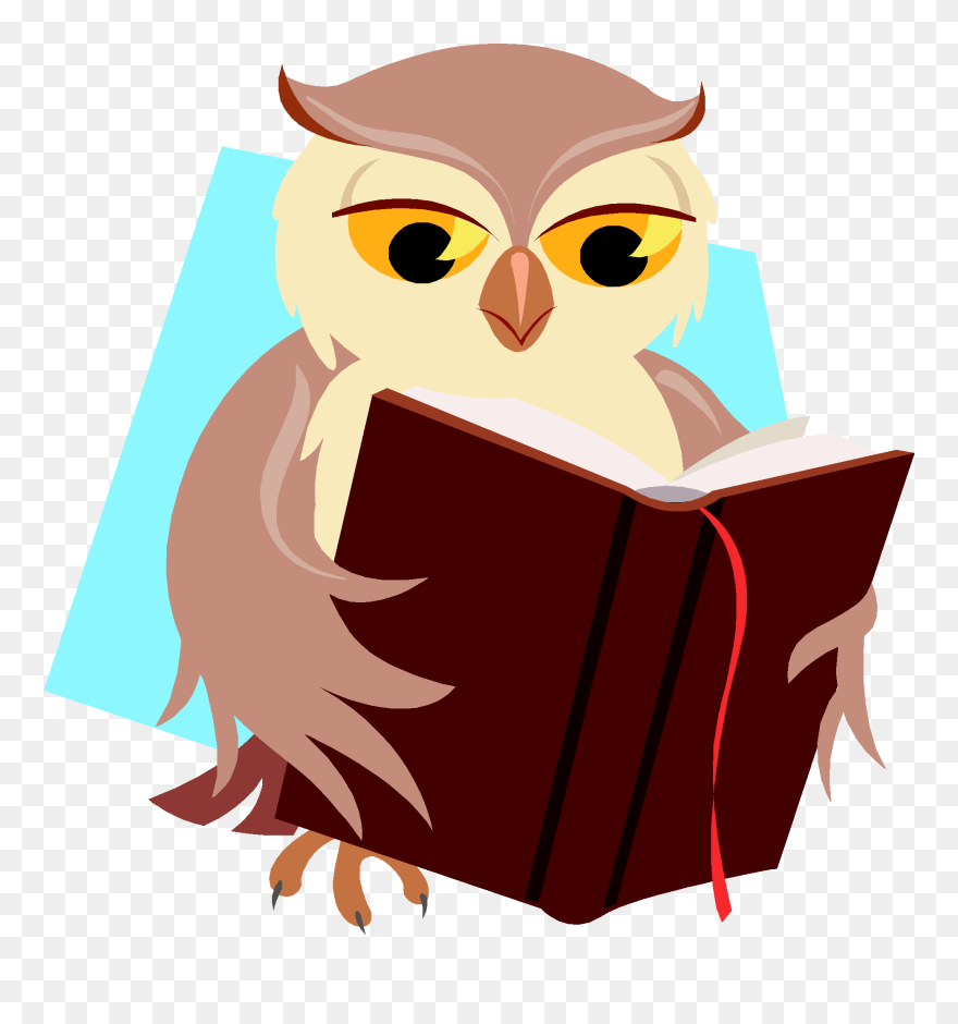 Owl Clipart Reading - Owl With Books Png Transparent Png