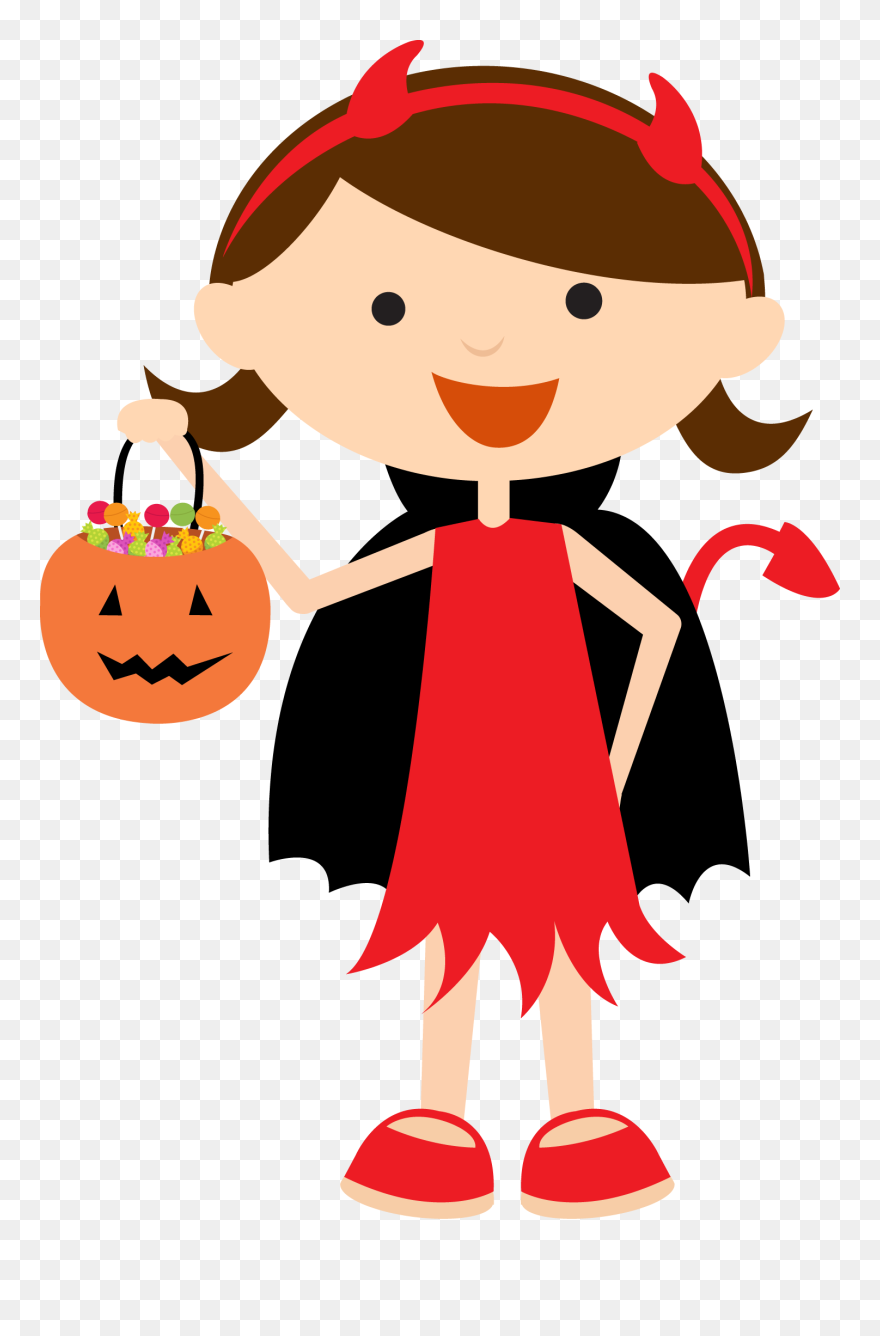 Halloween Clipart Red - Cute Trick Or Treat Clipart - Png Download