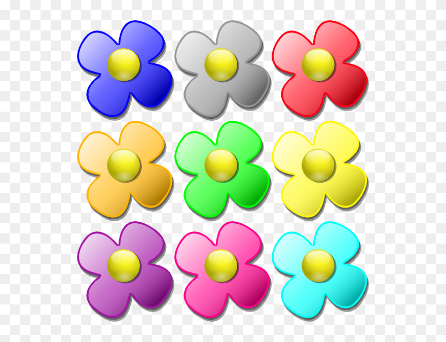 Free Vector Game Marbles Flowers Clip Art - Different Color Flower Clipart - Png Download