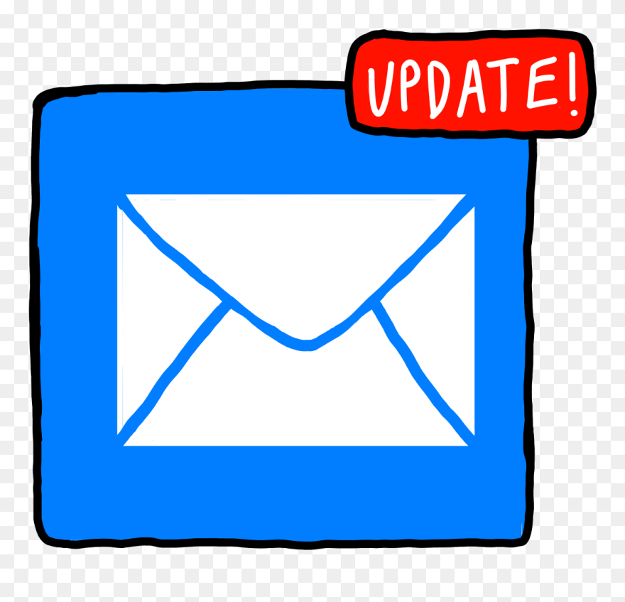 A Graphic Of A Mail Icon With The Word "update - Blue Mail Icon Png Clipart