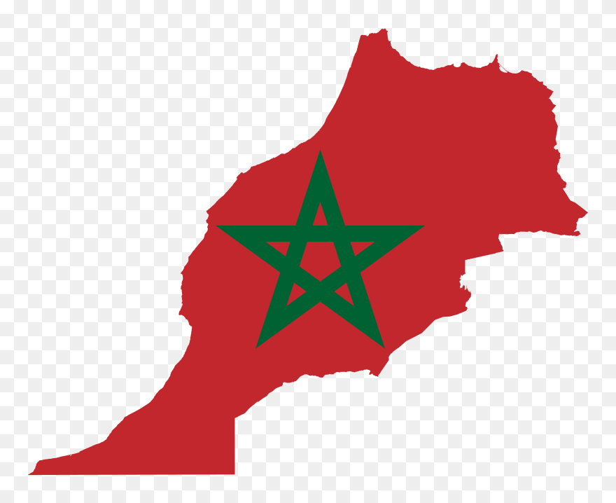 Nieuwe Routes Naar Marokko - Morocco Flag Map Clipart