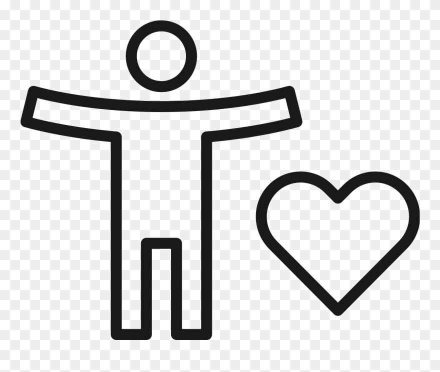 An Illustrated Black And White Icon Depicting A Person - Heart Clipart