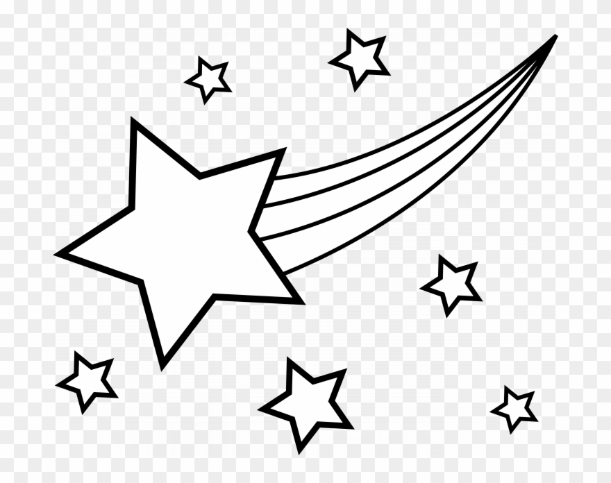 Shooting Star Free Printable Coloring Page - Shooting Star Black And White Clipart
