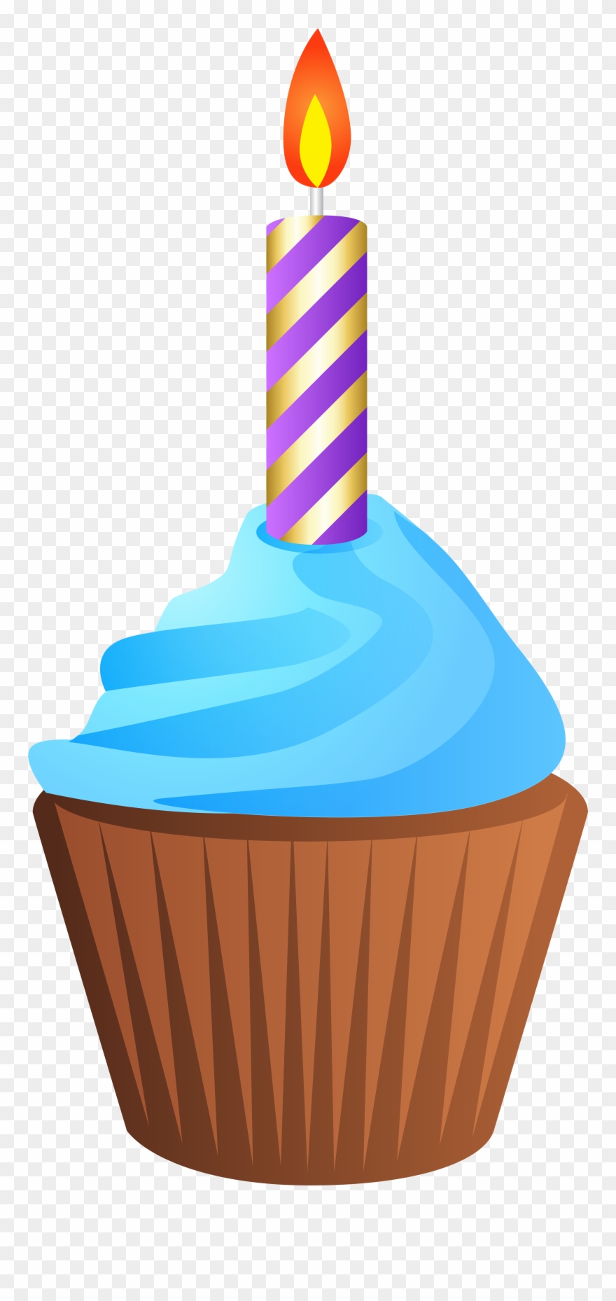 Birthday Muffin With Candle Transparent Png Clip Art - Candle Clipart Transparent Clipart