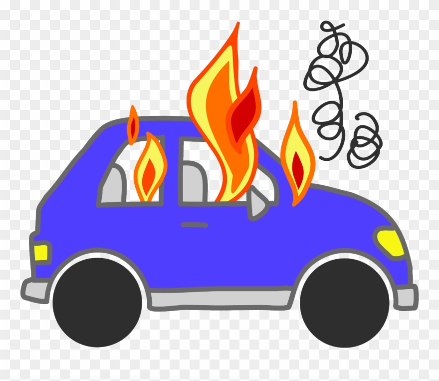 Cars On Fire Clipart - Car On Fire Cartoon - Png Download