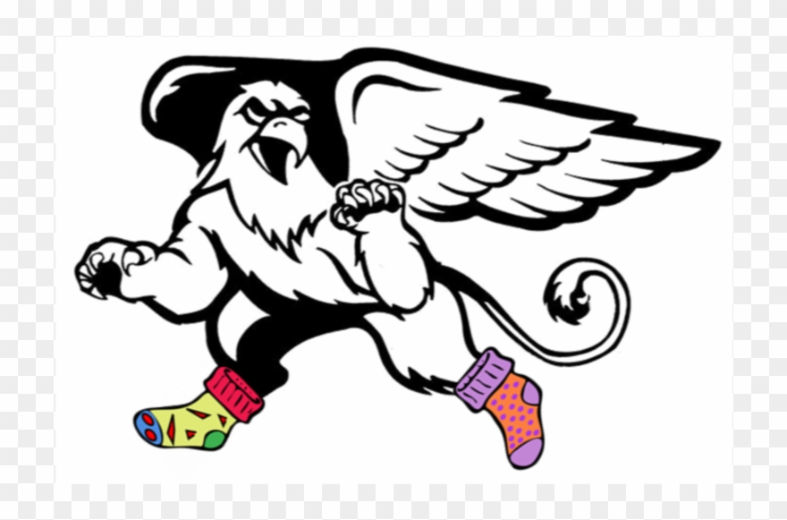 Gryphon With Crazy Socks - Lincoln Park Middle School Clipart
