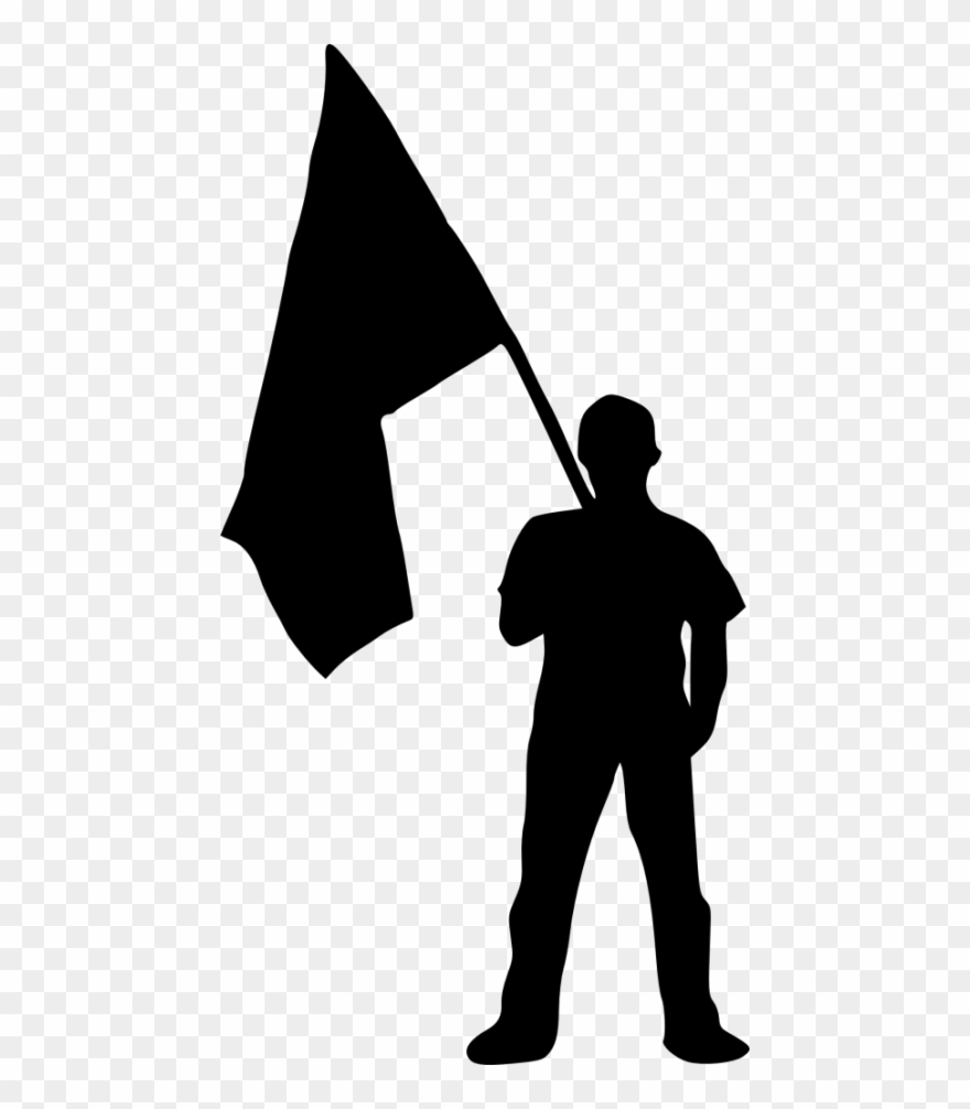Person Silhouette Png Person With Flag Silhouette Png - Man Holding Flag Silhouette Png Clipart
