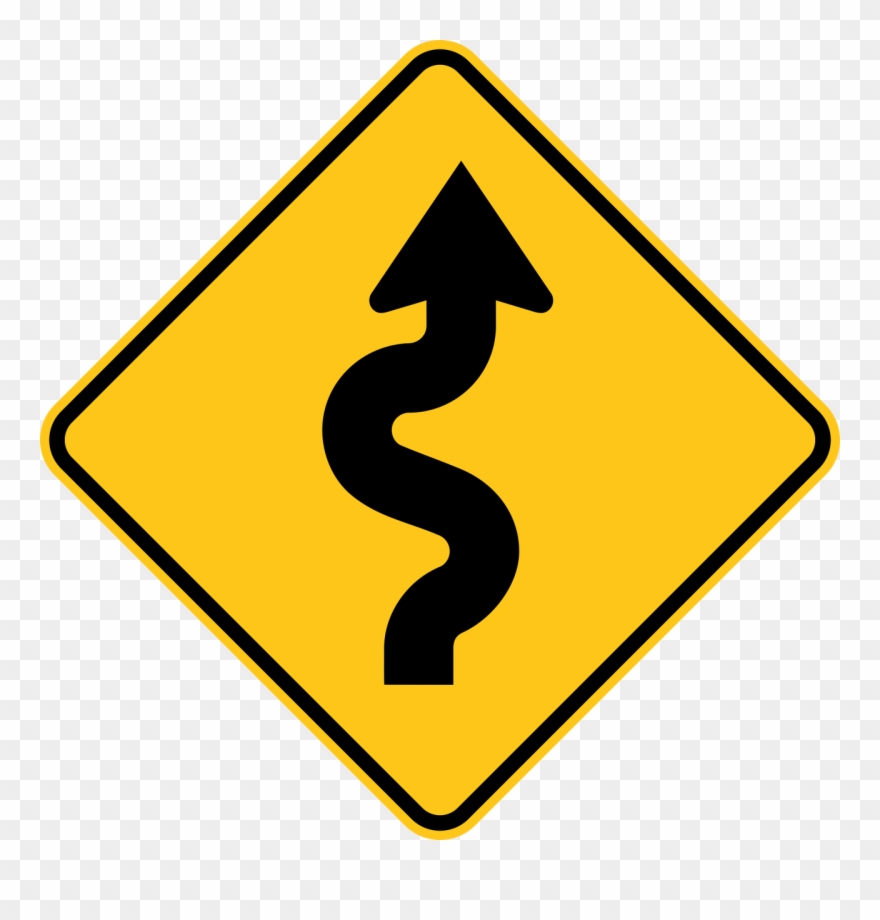 Clip Library Winding Road Right Warning Sign Digital - Sharp Turn Road Sign - Png Download
