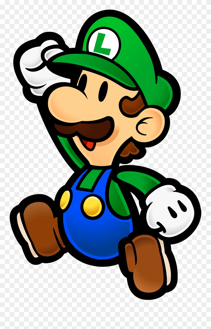 Clipart Black And White Stock Mario Luigi Clipart At - Paper Luigi - Png Download