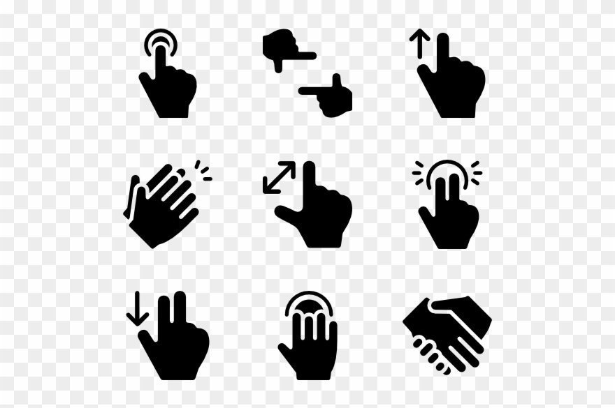 Hand Icons Free Basic Gestures Fill - Hand Gesture Vector Png Clipart