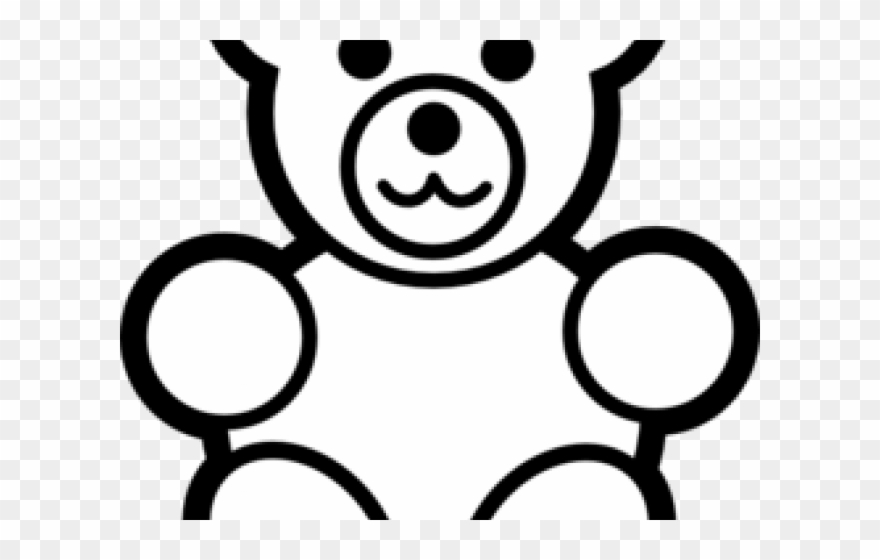 Gummy Bear Clipart Black And White - Black And White Teddy Bear Clip Art - Png Download