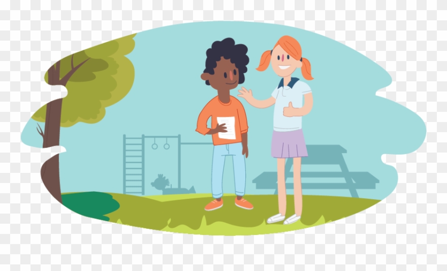 One Kid Holding A Piece Of Paper And The Other Kid - Thumb Signal Clipart