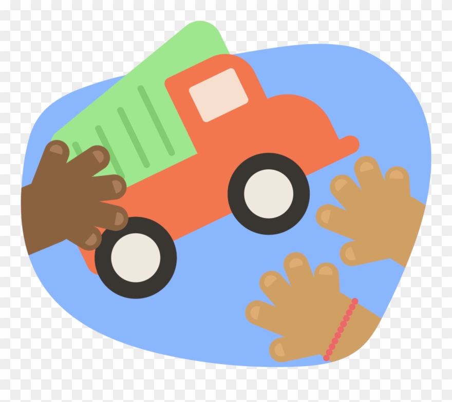 One Child Sharing A Toy Truck With Another Child - Child Clipart