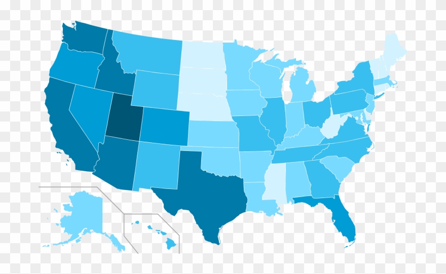 Membership Of The Lds Church 0 24,999 25,000 49,999 - Political Party Based On State Clipart