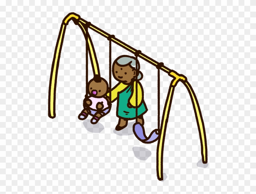 Swing Grandma And Kid - Child Clipart