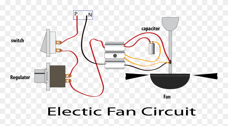 Fan Connection With Capacitor Clipart